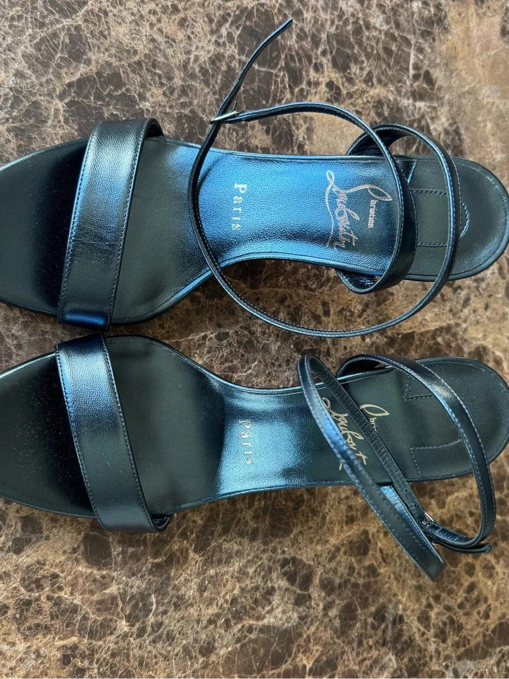 Christian Louboutin miss z sandal last night metallic blue stiletto sz 37.5